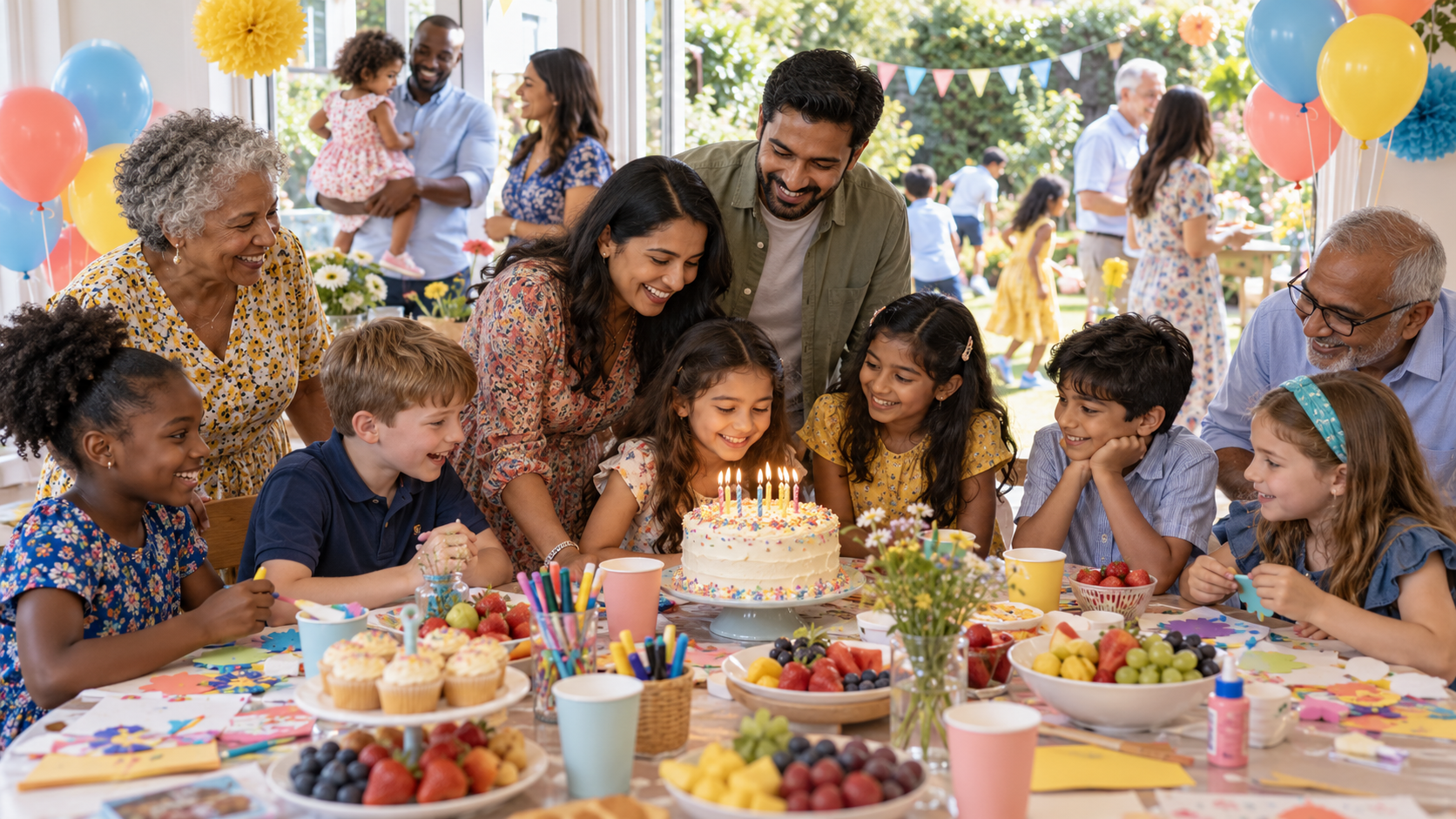 Illustrative family and children’s celebration